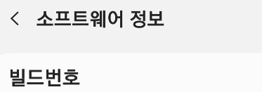 소프트웨어 정보 - 빌드번호 여러 번 클릭